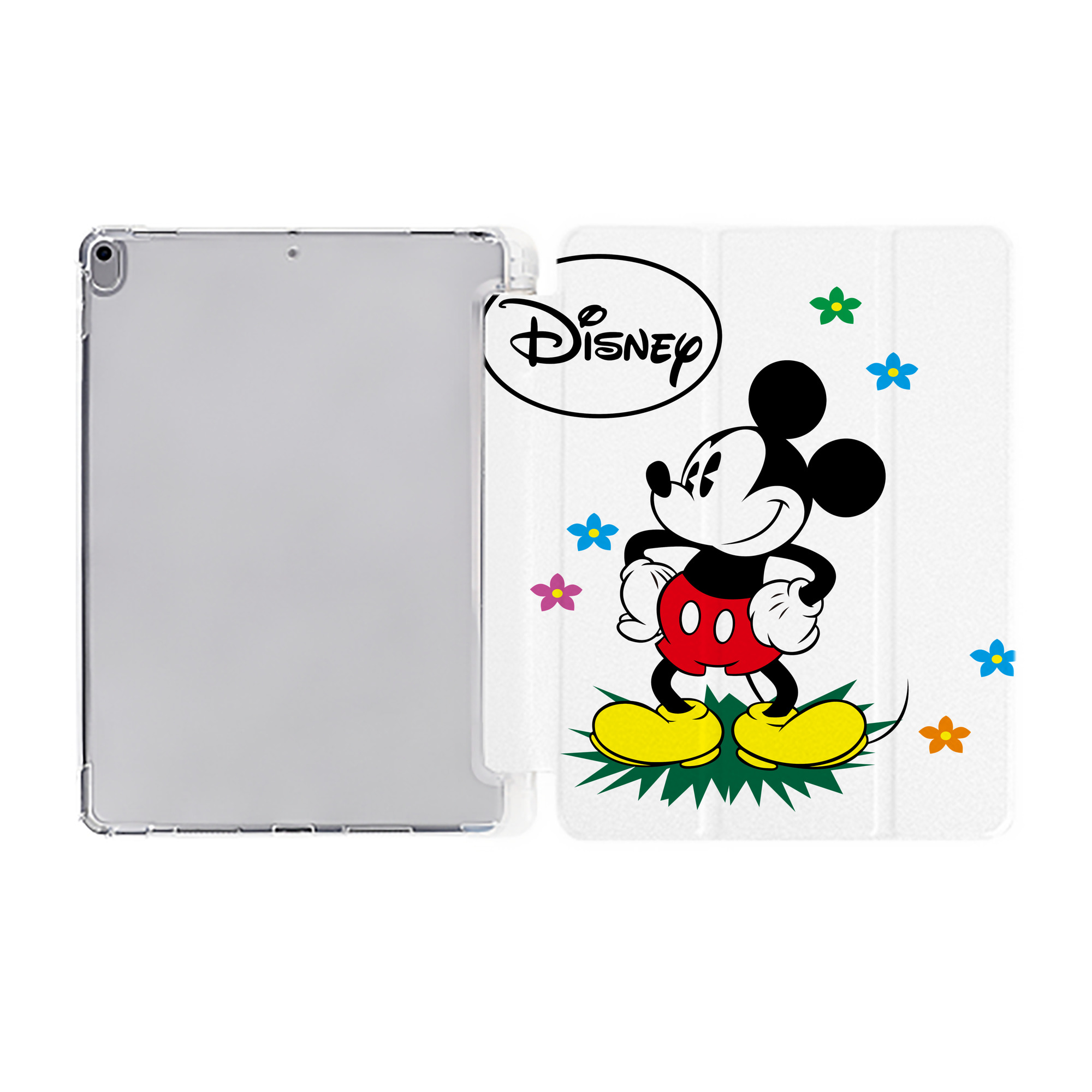 （画像用） ミッキーマウス Mickey Mouse IPad ケース ペン収納付き 三つ折りスタンド PUレザー×シリコン 対応機種9.5/10.5/10.9インチ